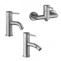 Set miscelatori lavabo + bidet + esterno doccia finitura satinata Gun di Jacuzzi - Rubinetteria