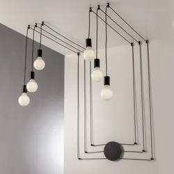 Lampada a sospensione a 6 luci con 24 deviatori inclusi in metallo nero