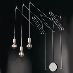 Lampada a sospensione a 3 luci con 12 deviatori inclusi in metallo bianco