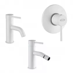 Set miscelatori lavabo + bidet + incasso doccia bianco opaco Gun di Jacuzzi - Rubinetteria