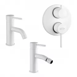 Set miscelatori lavabo + bidet + incasso doccia 2 vie bianco opaco Gun di Jacuzzi - Rubinetteria