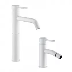 Set miscelatori lavabo alto + bidet bianco opaco Gun di Jacuzzi - Rubinetteria