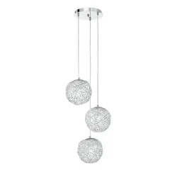 Lampada a sospensione 40x120 cm in alluminio cromato e cristalli