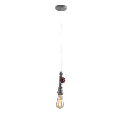 Lampada sospesa stile industrial 120h cm in metallo effetto zincato