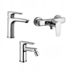 Set miscelatori lavabo e bidet con esterno doccia cromato - Parallel di Paini