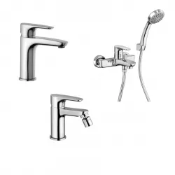 Set miscelatori lavabo e bidet con esterno vasca fisso cromato - Parallel di Paini