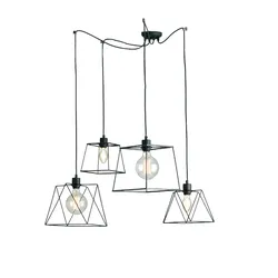 Lampada a sospensione 4 luci con cavo 250 cm regolabile in metallo nero