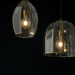 Lampada a sospensione 127h cm in vetro e ottone