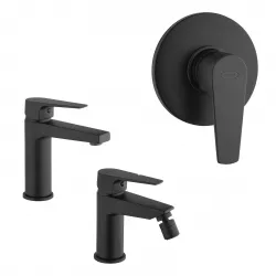 Set miscelatori lavabo + bidet + incasso doccia nero opaco Inca di Jacuzzi - Rubinetteria