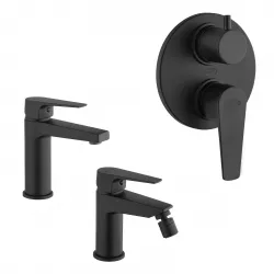 Set miscelatori lavabo + bidet + incasso doccia 2 vie nero opaco Inca di Jacuzzi - Rubinetteria