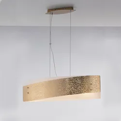 Lampada a sospensione 75x20 cm in vetro e foglia oro