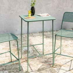Tavolo alto 60x60 cm in acciaio verde marino - Faber
