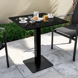 Tavolo da giardino 60x60 cm in metallo nero con top in marmo - Raspin