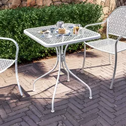 Tavolo da giardino 60x60 cm in metallo bianco - Glenda