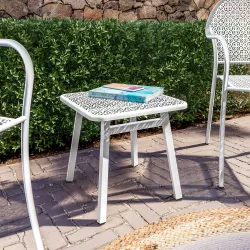 Tavolino da giardino 40x40 cm in metallo bianco - Glenda