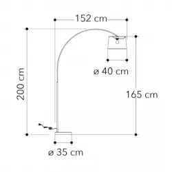 Lampada a terra h200 cm in metallo e base in marmo bianco