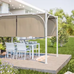 Gazebo 2x3 m con tetto scorrevole ecrù e struttura bianca - Edvige