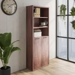 Libreria 82x217h cm noce brera con 2 ante basse - Historic brown