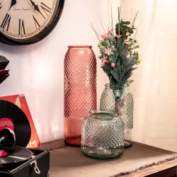 Vaso h 45 cm in vetro riciclato rosa - Gintar