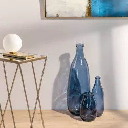 Vaso h 40 cm in vetro riciclato blu - Debla