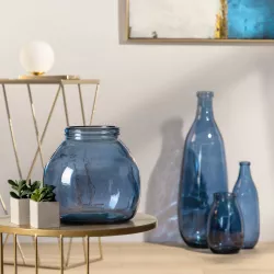Vaso h 20 cm in vetro riciclato blu - Gintar