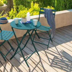 Tavolo da giardino pieghevole rotondo 60 cm in acciaio blu pavone - Atelier
