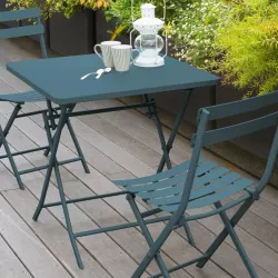 Tavolo pieghevole da giardino 70x70 cm in acciaio blu pavone - Atelier