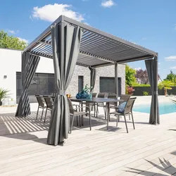Gazebo pergola 4x3 m con tetto a lamelle in alluminio grigio - Miro