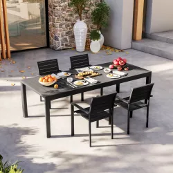 Tavolo da pranzo allungabile 135/270x90 cm in alluminio antracite - Carioca