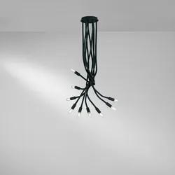 Lampada a sospensione 20x100 cm in metallo flessibile nero