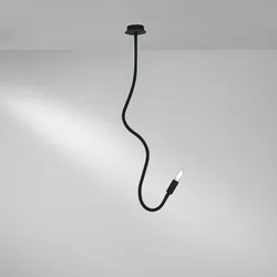 Lampada a sospensione 10x100 cm in metallo flessibile nero