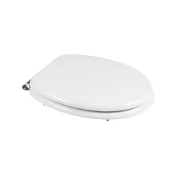 Sedile copriwc universale in legno bianco con cerniere in metallo