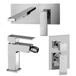 Set miscelatore lavabo 25x10 cm bocca 20 cm con bidet e incasso doccia 2 vie cromato - Elle di Paffoni