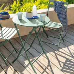 Tavolo da giardino pieghevole rotondo 60 cm in acciaio verde oliva - Atelier