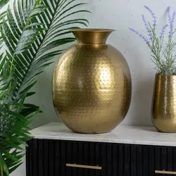 Vaso da interno 40h cm in metallo oro - Nefertiti