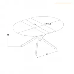 Tavolo da pranzo allungabile 130-170x130 cm in legno bianco - Osjon