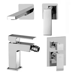 Set miscelatore lavabo 7X7 cm bocca 20 cm con bidet e incasso doccia 2 vie cromato - Elle di Paffoni