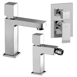 Set miscelatore lavabo e bidet con leva cubo con incasso doccia 2 vie cromato - Elle di Paffoni
