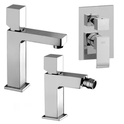Set miscelatore lavabo medio e bidet con leva cubo con incasso doccia 2 vie cromato - Elle di Paffoni