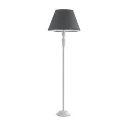 Piantana 45x155 cm in metallo bianco e paralume grigio