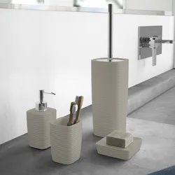 Set 4 accessori d'appoggio in ceramica tortora chiaro - Kelly di Gedy