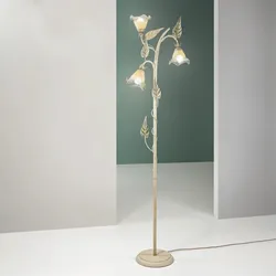 Piantana 48x172 cm in metallo bianco decorato a mano