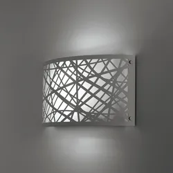 Applique 32x17 cm in acciaio bianco e decoro a taglio laser