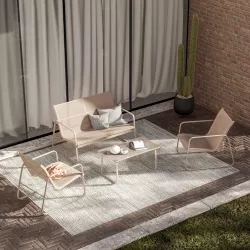 Set relax divano 2 poltrone e tavolino in alluminio tortora - Fellini
