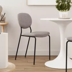 Sedia in tessuto tortora e gambe in metallo nero - Clelia