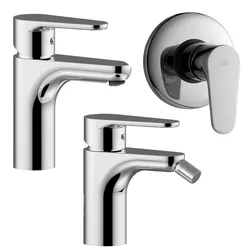 Set miscelatore lavabo e bidet con incasso doccia monocomando cromato - Green di Paffoni