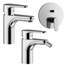 Set miscelatore lavabo e bidet con incasso doccia con deviatore cromato - Green di Paffoni