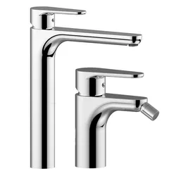 Set miscelatore lavabo prolungato e bidet senza scarico cromato - Green di Paffoni