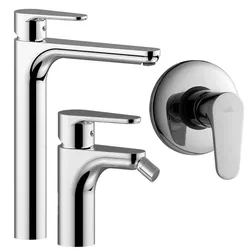 Set miscelatore lavabo prolungato e bidet con incasso doccia monocomando cromato - Green di Paffoni
