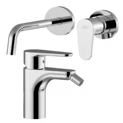 Set miscelatore lavabo con bocca 17,8 cm e bidet senza scarico cromato -  Green di Paffoni